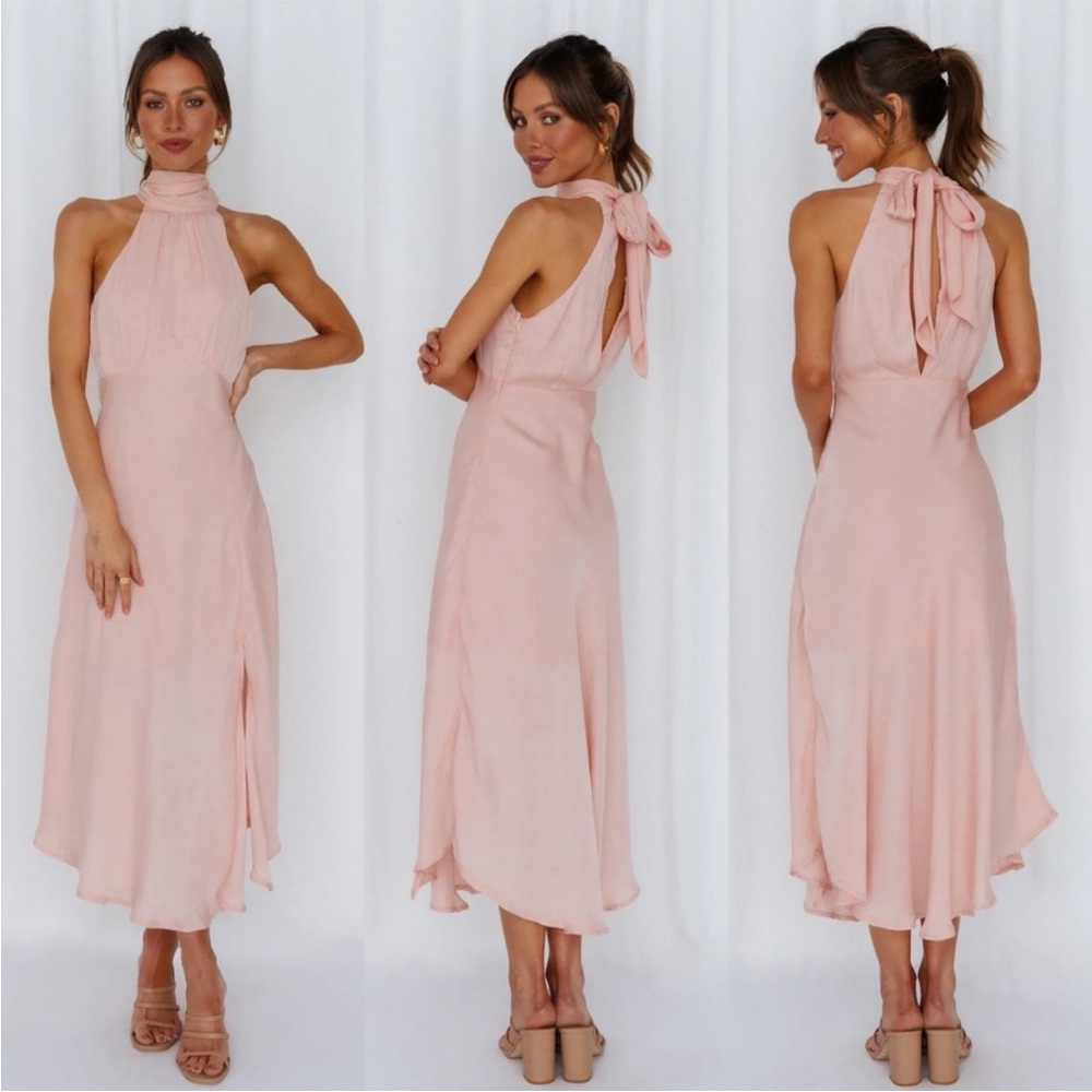 NWT Hello Molly NO TEARS HERE MAXI DRESS PEACH bohemian wedding guest dress sz 8